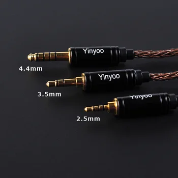2019 Yinyoo de 8 núcleos Plateado Cable MMCX/2Pin Conector 4.4/3.5/2.5 mm Cable Balanceado Para V80 ZS10 AS10 ZST ES4 AS06 C10 C16