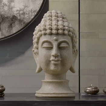 Estatua de buda Estatuillas de Buda Chino estatua de jardín de resina de Gran cabeza de Buda de piedra arenisca de la estatua de decoración decoración de Buda