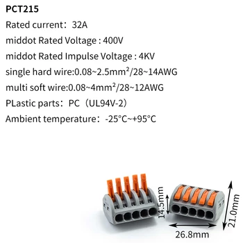 30/50/100 Universal 222 Rápido a Casa de Cable Tipo de Conexión Push-In Terminal PCT-212 Mini Rápida Cable Compacto Cableado AGW28-12
