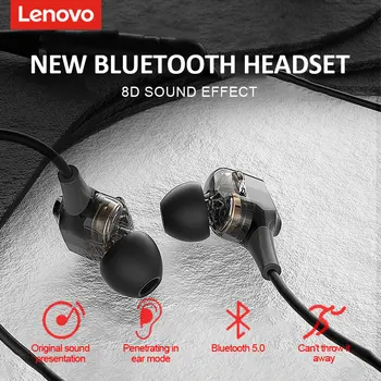 Lenovo QE66 V5.0 Inalámbrica de banda para el cuello Auriculares Bluetooth Cuatro Altavoces Estéreo Magnético en la oreja los Deportes Auriculares para Todos los Teléfonos