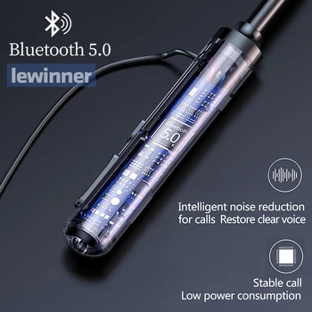Lewinner 60Hours Resistencia Auriculares Bluetooth Estéreo Bass Auriculares Inalámbricos de banda para el cuello de Energía de la Pantalla LED del Auricular TF Tarjeta de Imán