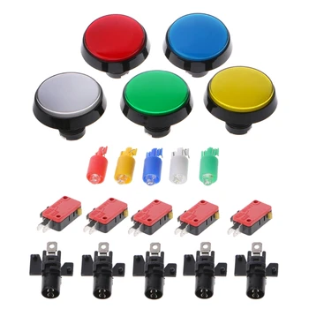 5 Pcs/Set 5 Colores 60mm Ronda Interruptor de Botón Para el Jugador de Juego de Arcade Joystick Botón pulsador