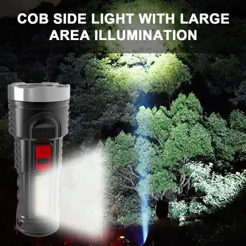 LED Linterna Táctica de Mano Portátil Recargable de la Linterna De 4 Modos de luz Super Brillante para el Camping, Senderismo Pesca de Emergencia