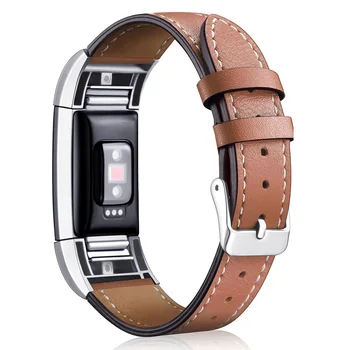 Reemplazo de Cuero Genuino Correa de reloj pulsera Fitbit Charge 2 Smart banda de Reloj de Pulsera de Marco Inoxidable para Charge2 Pulsera