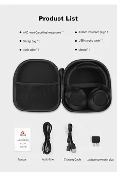BT30NC ANC Auriculares Bluetooth Plegables de Cancelación de Ruido Activo Inalámbrico y por Cable de los Auriculares con Micrófono Auriculares Estéreo de alta fidelidad