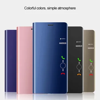 Caso de Smartphone Para la Galaxia de Samsung A50 Un 50 funda de Cuero Inteligente Espejo de la Vista de Casos de Teléfono de los Casos Para Samsung A50 Libro animado caso