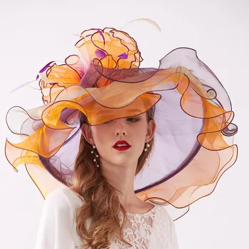 Vestido de Organza y Fascinador de la Boda Sombreros para las Mujeres Elegantes Bodas Flor Sombreros de encabezamiento de mariage de la Boda Accesorios de 9 Colores