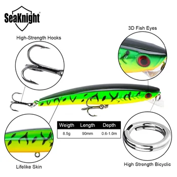 SeaKnight SK009 Minnow Duro Señuelo de la Pesca de 1PC 8,5 g 9 cm 0.6-1.0 M de Profundidad Flotante Cebo Artificial 3D de Ojos de Pescado de la Pesca de Cebo