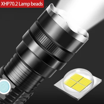 XHP70.2 Potente Linterna LED con zoom Super antorcha de luz de la batería Recargable Impermeable de la Lámpara de Ultra Brillante de la Linterna para la pesca