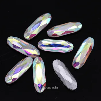 50p 5x15mm color oval rectángulo de punto vidrio trasero de piedra facetada de cristal de diamante de imitación de diamantes joyas de artesanía para los zapatos de las bolsas de Prenda