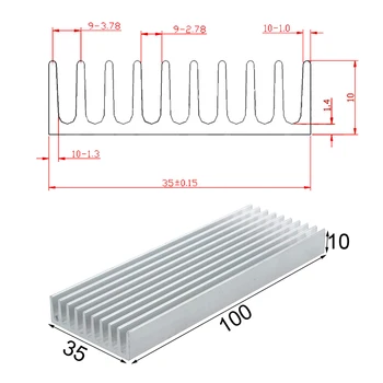 2Pcs YOUNUON 100x35x10mm Disipador de Calor de Aluminio del Disipador de calor del Módulo Enfriador de Aleta de Alta Transistor de Potencia de los Dispositivos Semiconductores