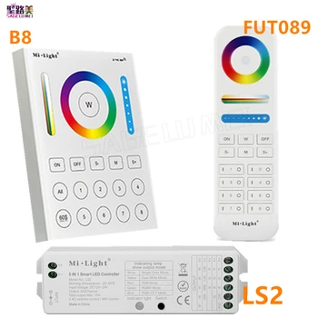 MiLight 2.4 G wireless FUT089 remota Zona 8 RF dimmer B8 Panel Táctil de montaje en Pared LS2 5 en 1 controlador led RGB+CCT de la tira del led