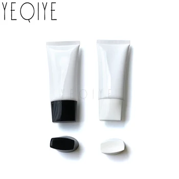 【10PCS】50ml de Plástico Blanco Oval Suave 50g Botella de Cosmética Facial Cleanser Apriete el Tubo de Crema de Manos Corrector Botellas de plástico