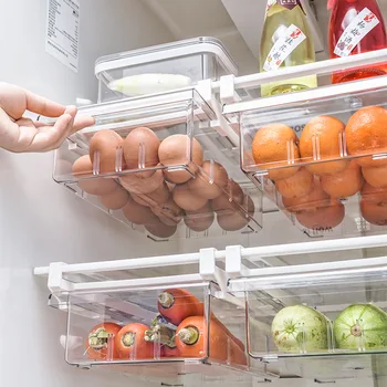 La comida Organizador Refrigerador Fresco de mantenimiento de la Caja de Accesorios de Cocina de Frutas y Verduras de la Caja de Almacenamiento extraíble de Plástico Transparente
