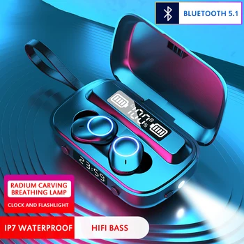 A13 TWS Respiración Toque de Luz Inalámbrica Bluetooth 5.1 Auriculares En La Oreja Estéreo del Deporte de la prenda Impermeable de los Auriculares Con Micrófono de Nuevo