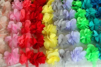 10 m/lote 3D de Gasa de Flores de Encaje Guipure Recorte de Tela de Encaje DIY Voile el ramo de Novia Zapatos Ramillete de Novia de Encaje de la Cinta