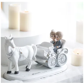 Pastel de bodas topper figurillas de amor ,el unicornio ,el carro de estilo de la novia y el novio pastel de bodas topper figurillas de pastel de accesorios f