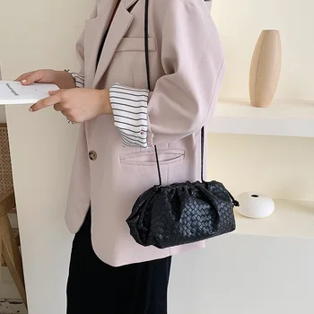 Color sólido Elegante Crossbody Bolsas Para las Mujeres 2019 tejida a Mano, de mano, bolso de tarde y Carteras de Dama de Hombro Bolsa de Mensajero