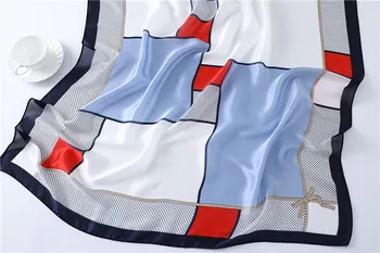 Marca de lujo de las Mujeres Geométricas Plaid bufanda de Seda de la Playa de el Chal de Pareo Foulard de Verano Envoltura de Mujer Bufandas Estolas Bandana Damas Muffer