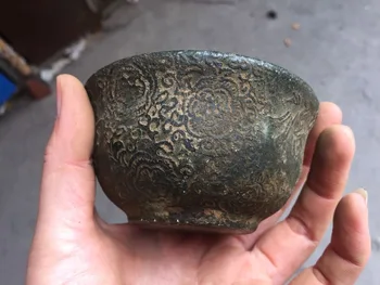 China antiguo de jade tazón de Relieve Jade cuenco tallado en la antigua escritura