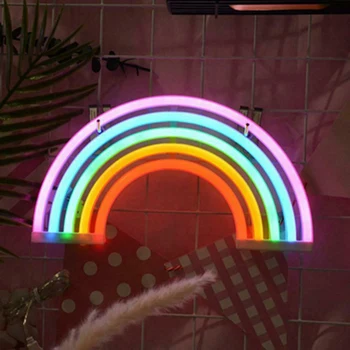 Arco iris colorido Letrero de Neón del arco iris del LED Lámpara de Luz para los Dormitorios de Decoración de la Decoración del arco iris de Neón de la Lámpara de Pared de la Decoración de Navidad de Neón de la Bombilla del Tubo del LED