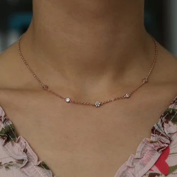 2019 Tiempo limitado Collares Kolye Gargantilla de Nuevo de la Moda las Mujeres Aaaa Cz Flores de la Estación de Collar Redondo Encanto Delicado Para Chica Virgen