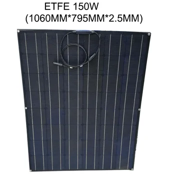 Total Black flexible panel solar de ETFE 150W 24v cargador de batería, semi flexible panel solar, mono de células solares
