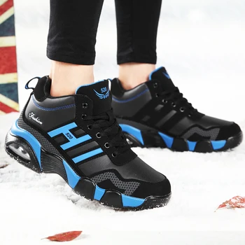 Unisex de Invierno Super Caliente de Piel de Felpa Zapatos de los Hombres de alta Zapatillas de Basket Homme Zapatos de los Hombres Pisos Macho Formadores de Calzado Botas de Tobillo