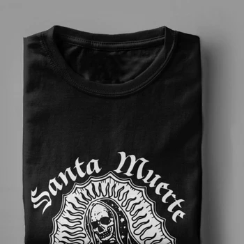 De los hombres Camisetas Santa MuerteTops Camiseta de la Santa Muerte de Algodón Camiseta de Fitness Goth Mexicano de la Muerte de los Muertos de la Madre Cráneo Camisas