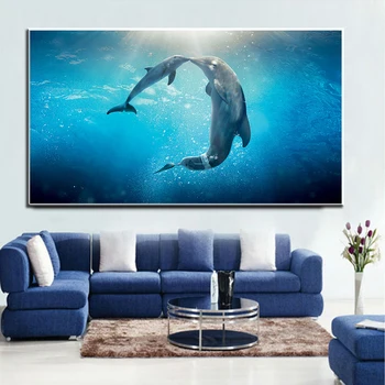 Arte moderno de la Pared del Corredor Pinturas sobre Lienzo de Tiburón Delfín Carteles y Grabados para la Sala de estar de la Cena de Imágenes de la Pared Cuadros Decoración