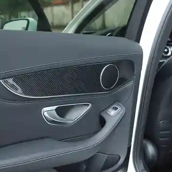 De Fibra de carbono de Color de Coche de Estilo Panel de la Puerta de la etiqueta Engomada de ajuste Para Mercedes Benz Clase C W205 GLC X253-18 Interiores de Automóviles Modificados
