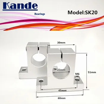 Kande Rodamientos 2pcs SK20 20mm lineal del eje de soporte para impresoras 3D deslizante SK20 20mm