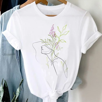 Camisetas de Mujer Ropa Kawaii Floral de la Flor de la Primavera Señoras 2021 Ropa de Moda de la Gráfica de la Camiseta de la parte Superior Señora de Impresión Mujer Camiseta T-Shirt