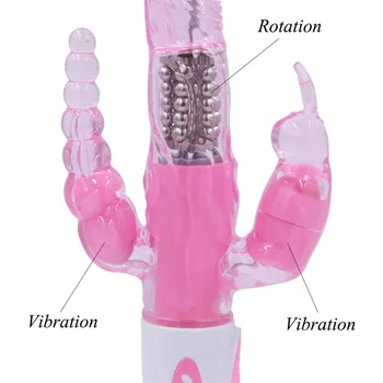 Erótico Íntimo Bienes Triple Placer de Conejo Vibrador Punto G, Clítoris Estimulador de Rotación Consolador Vibrador Juguetes Sexuales para Adultos Mujeres