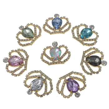 Botón de diamante de imitación de la Corona Decorativa Para Bowknot de Bricolaje, Artesanías Broches con Acrílico en forma de Lágrima Adorno 50pcs/lote