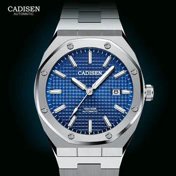 CADISEN Automática Mecánica Relojes de los Hombres 2020 Marca de Lujo de Relojes de 100M Impermeable Luminosa Azul de Acero Inoxidable Reloj de Pulsera Hombre