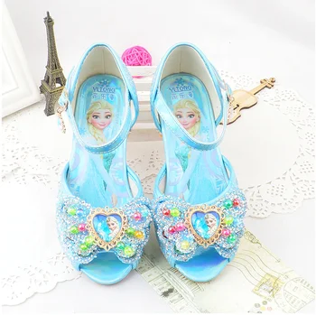 Disney niñas de la princesa de los zapatos de primavera, de otoño de los niños plano de fondo suave zapatos de dibujos animados congelado elsa de cristal zapatos 22-36