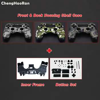 ChengHaoRan Para PS4 Gamepad Controlador de Camuflaje Frente+Vivienda de nuevo Caso de Shell Cubierta W/ Marco Interior, y todos los Botones Kit,JDM-001 010 011