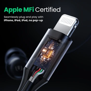 UGREEN MFi Certificado de Auriculares con Cable Lightning Conector de Auriculares para el iPhone 12 11 con Micrófono y Controlador