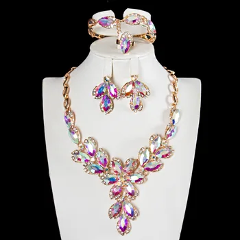 LAN PALACIO nuevo diseño de la boda de la moda de joyería de cristal austriaco pendientes collar anillo de pulsera de envío libre