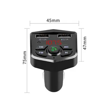 Bluetooth del coche 5.0 Transmisor FM Inalámbrico con manos libres el Receptor de Audio de Auto MP3 Player 3.1 a Dual USB Cargador Rápido de Coche