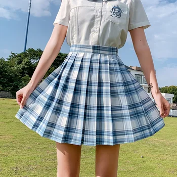 Verano de las Mujeres Faldas 2020 Nuevas talle Alto Estilo coreano Faldas Plisadas para Estudiantes Chicas Lindas y Dulces Damas Plaid Falda Mini XS-2XL