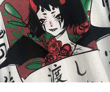 NiceMix Harajuku Streetwear Vintage Camiseta Blanca De Las Mujeres Gótico Tops Kawaii De Dibujos Animados Divertido Anime Impreso Chica Adolescente Camiseta De Manga Larga