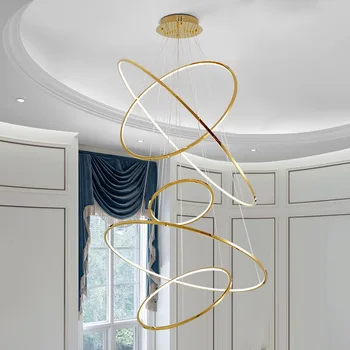 Breve Decoración para el Hogar Anillo de la Lámpara de Araña de Loft en el Hall Salón Comedor de Oro Escalera de Proyectos de Iluminación de las Luces