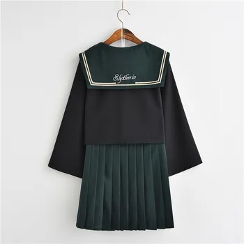 Las mujeres Potter Trajes Cosplay de Tokio estilo de la Dama de Vestidos de las Mujeres de color Verde Slytherin Estudiante JK Uniforme de Falda Plisada Trajes de Marinero