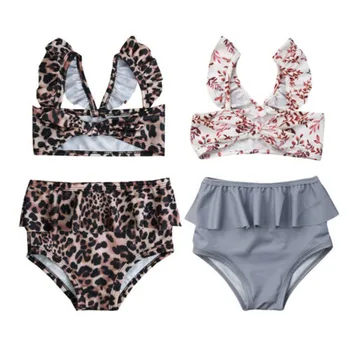 Lioraitiin Nueva Moda de las Niñas de Bebé niño de Niño Leopardo Bowknot traje de baño Bikini Set de Baño juego de Ropa de