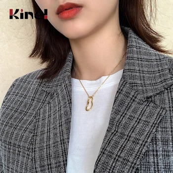 Kinel 2020 Nueva Plata de ley 925 Collar de Corea de la Personalidad de la Geometría de Corte de 18 quilates de Oro de Plata 925 Collar de la Joyería de las Mujeres