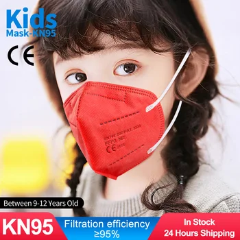 Niños de rojo FFP2 KN95 Máscara de Colores 5layers Niños Mascarilla de Algodón CE Aprobado de Protección a prueba de Polvo Antifog mascarillas ffp2 niños