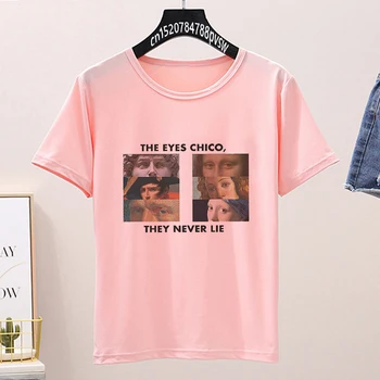 Mujeres T-shirts Harajuku Los Ojos de Chico Que Nunca Miente Camisetas Gótico de la Vendimia Femenina camiseta Divertida Impresión Gráfica Casual Camiseta