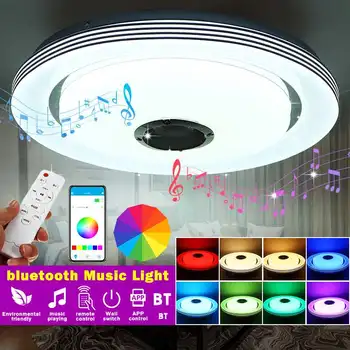 120W LLEVÓ la Música de la Luz de Techo Altavoz Bluetooth Regulable con control Remoto+APLICACIÓN de Control de AC110-220V 40cm Interior Inteligente Ronda Lámpara de Techo